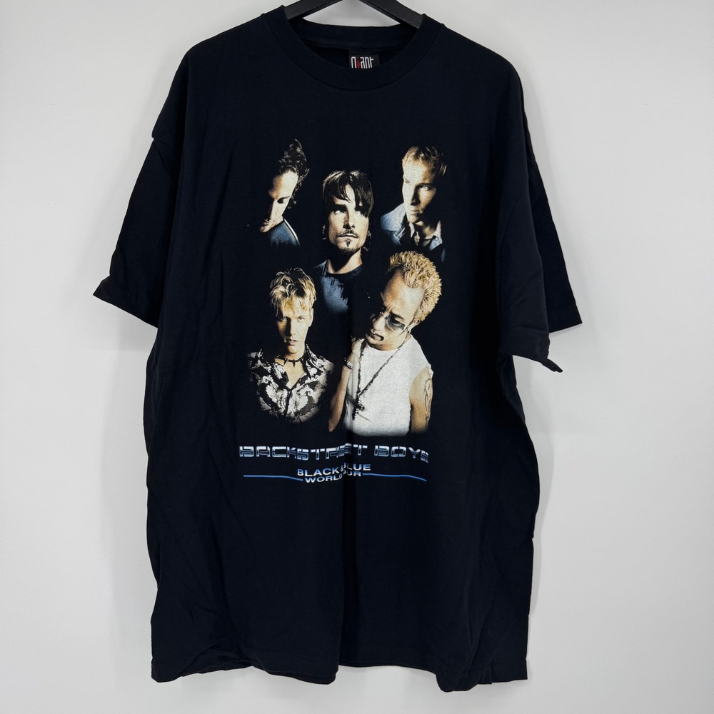 Vintage Backstreet Boys Black & Blue World Tour T-Shirt Giant Tag Mens XXL Black